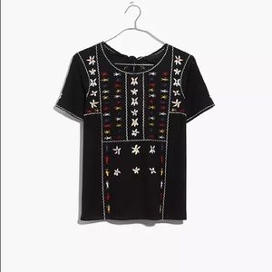 Madewell Embroidered Tie-Back Cutout Top